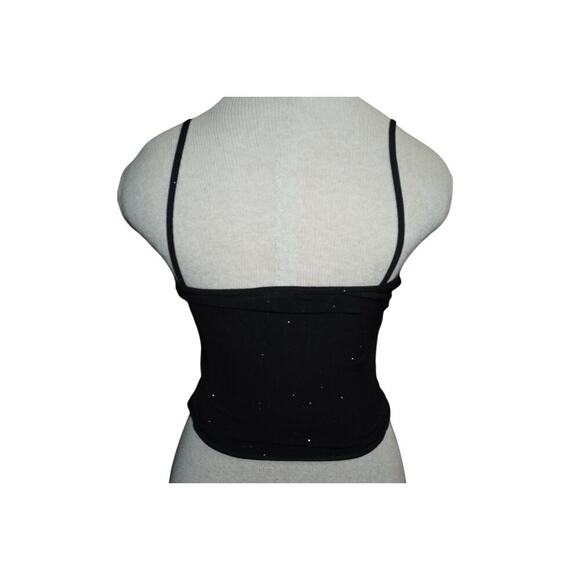 Vintage Bluetblu Y2K Ruched Glitter Cowl Neck Tank Black Spaghetti Strap  Small - Picture 7 of 11